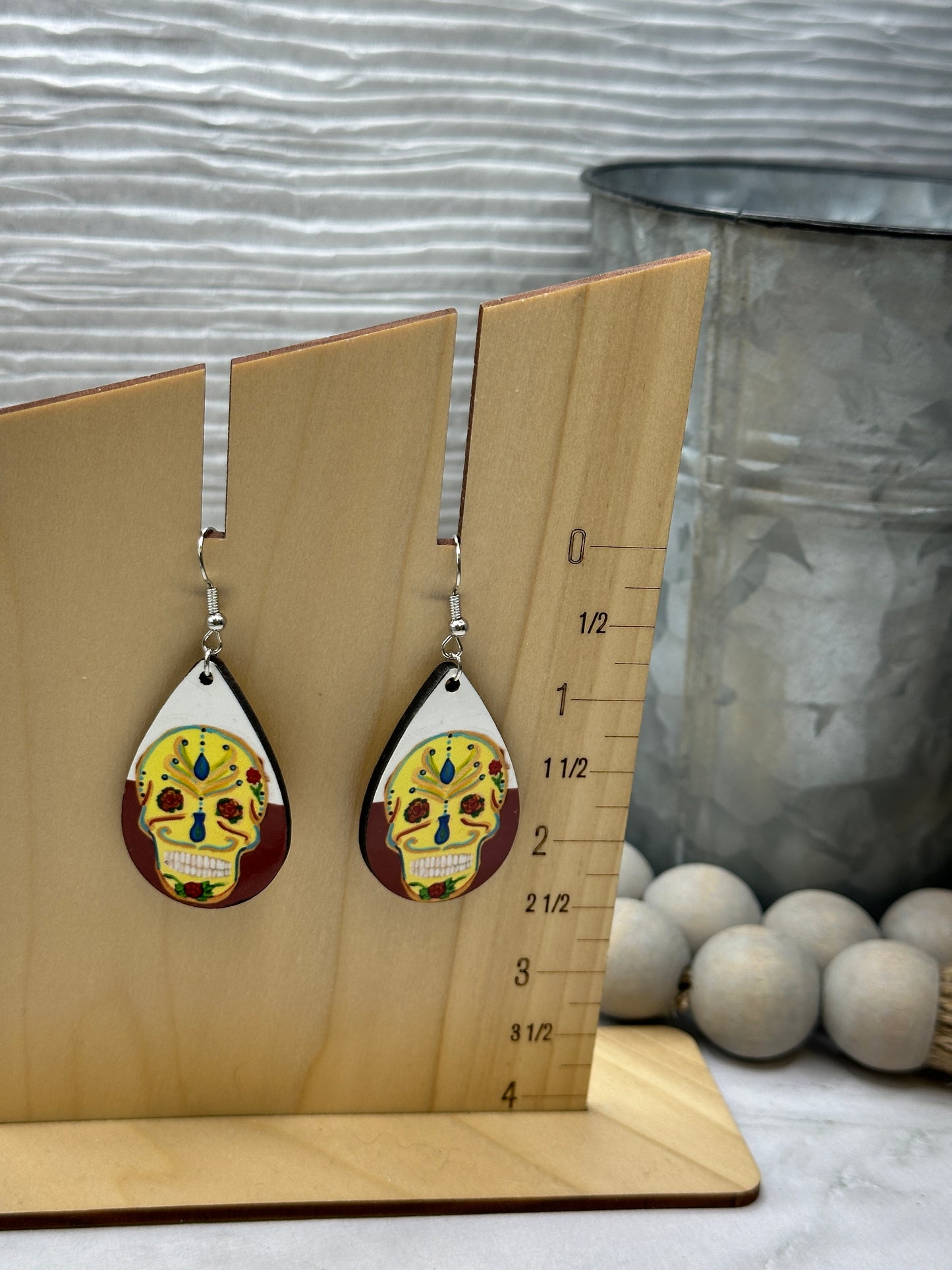 Brown Skulls Teardrop Earrings