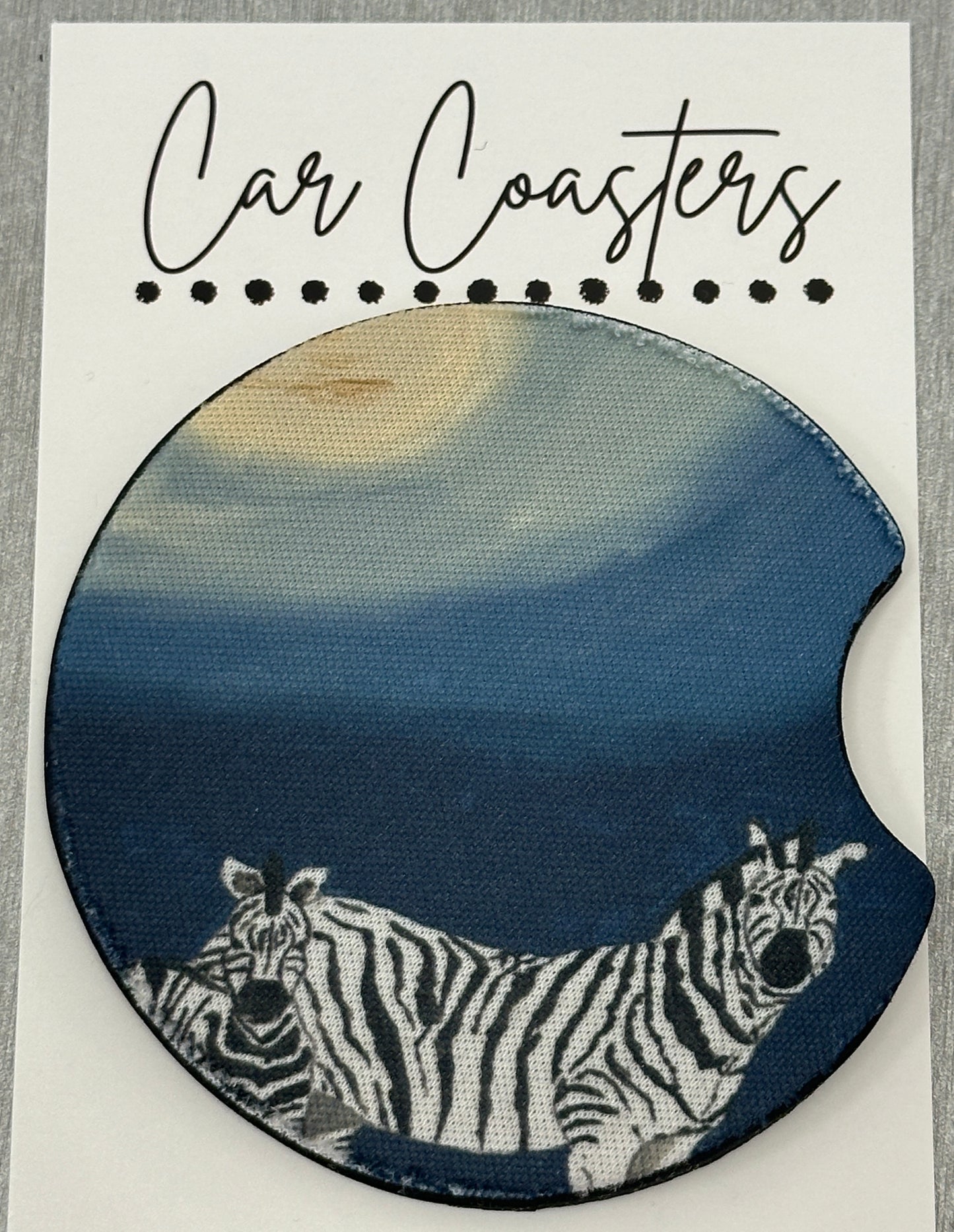 Zebras By Moonlight Car Coasters