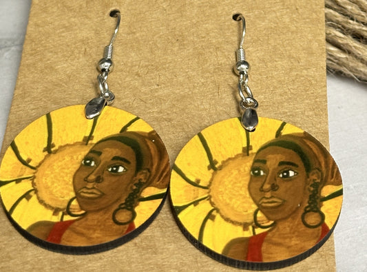 Sunflower Lady Earrings (Sm Round)