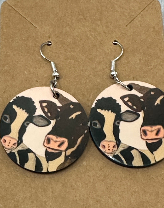 Cow Earrings ( Round)