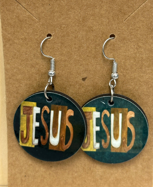 Jesus Earrings ( Black)