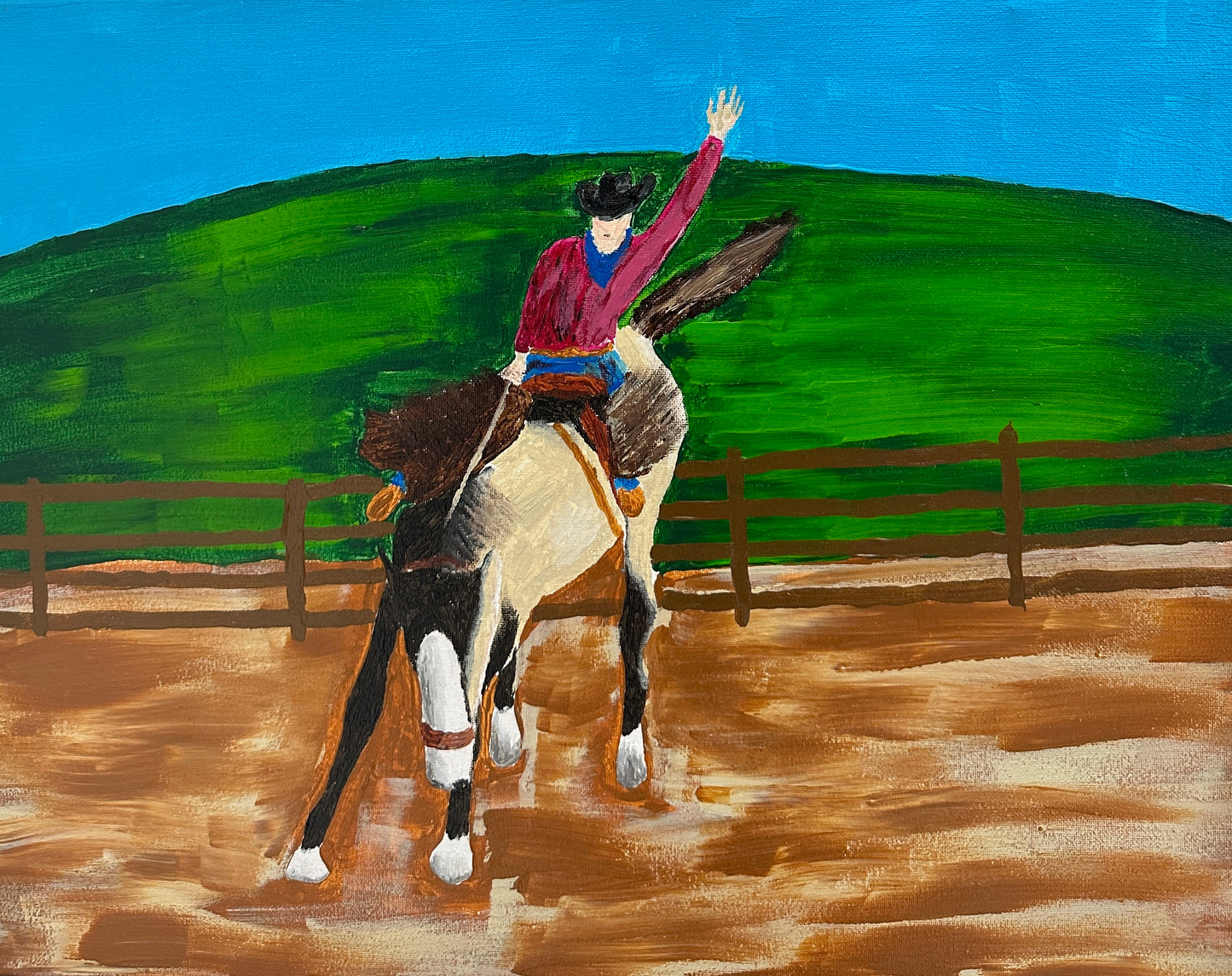 Cowboy on Bucking Horse Painting