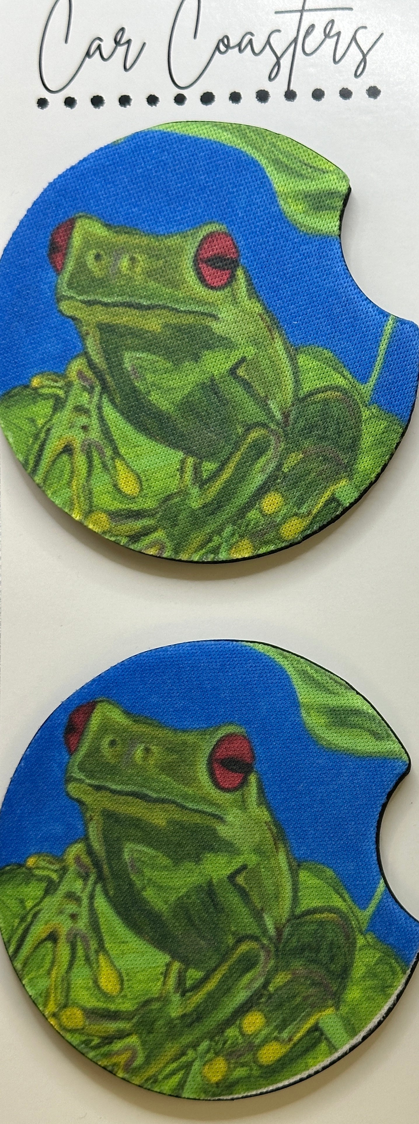 Green Tree Frog Car Coasters