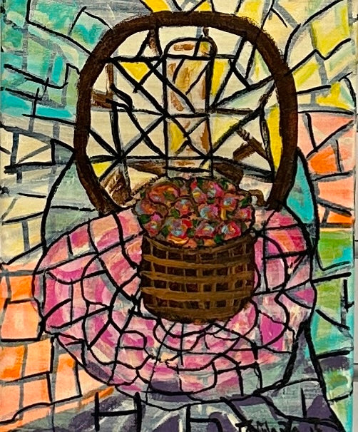 Abstract Stained Glass Basket