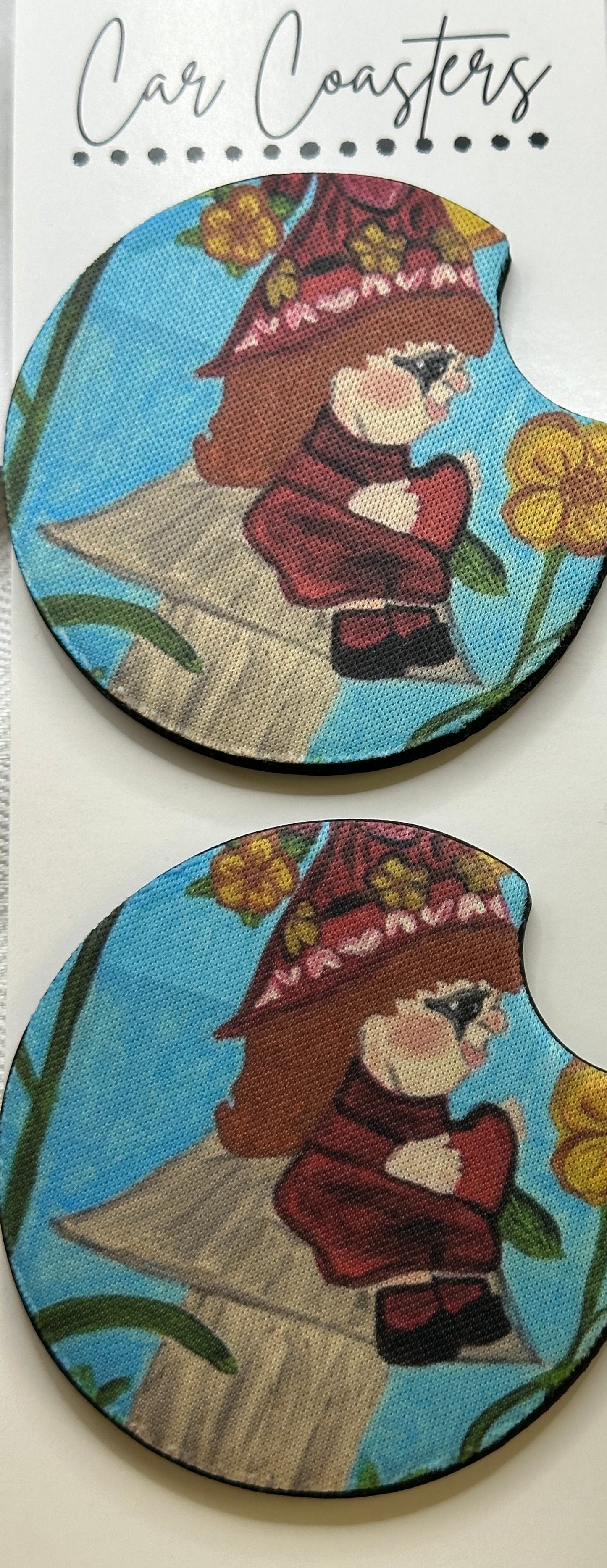 Girl Gnome Car Coasters