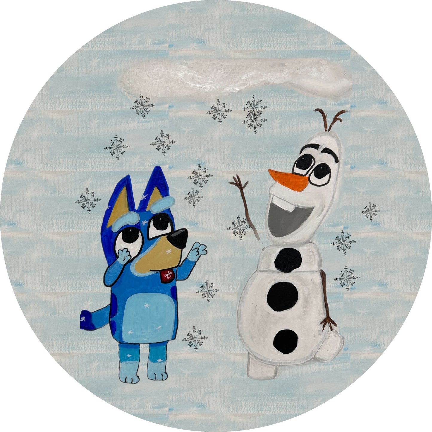 Blue dog n snow car coaster